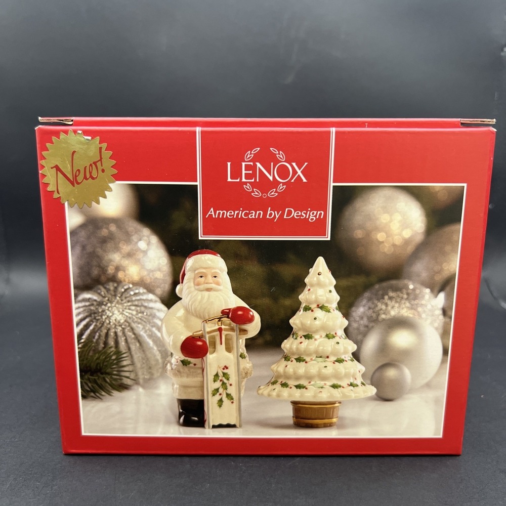 Lenox American By Design  HOLIDAY  Santa & Tree Salt and Pepper Shakers - NIB